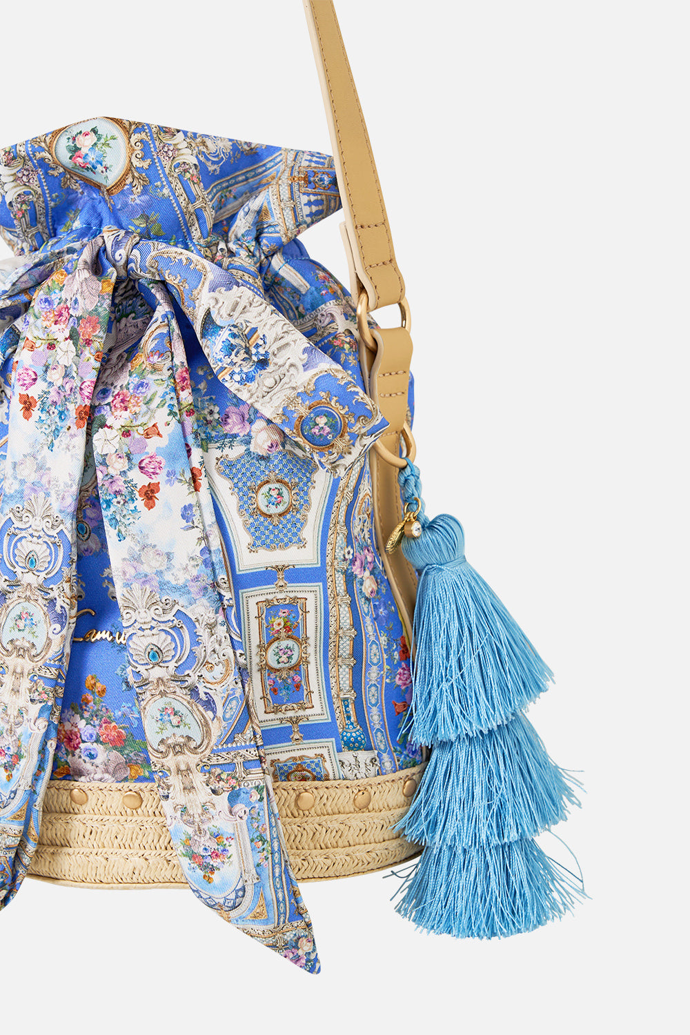 TIE TOP BUCKET BAG WITH TASSELS OTTOMAN OPULENCE