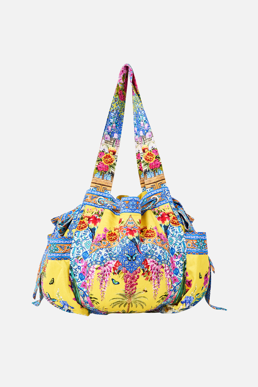 The CAMILLA LONG SILK CRINKLE CHIFFON SCARF FLAMENCO FOLKLORE in our FLAMENCO FOLKLORE print.
