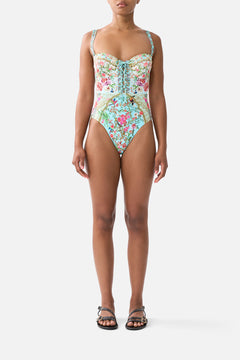 LACE UP UNDERWIRE MOULDED CUP ONE PIECE SULTANS AND QUEENS