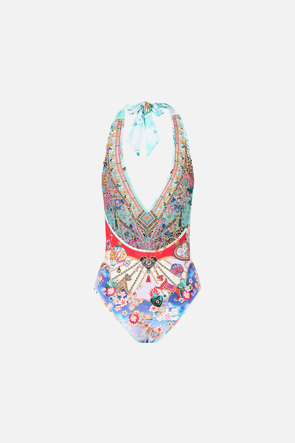 The CAMILLA LONG SPLIT FRONT TWIST DRESS AMULETS AND ALCHEMY in our  print.