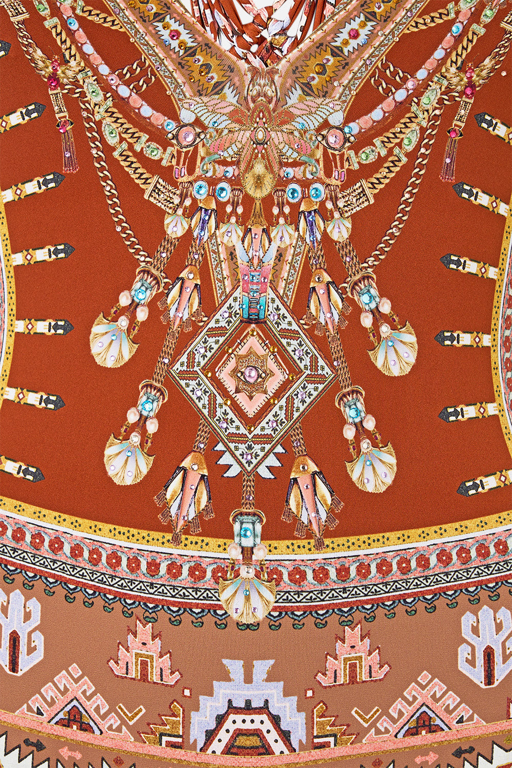 The CAMILLA PIERCED V NECK KAFTAN CHAIN GANG in our  print.