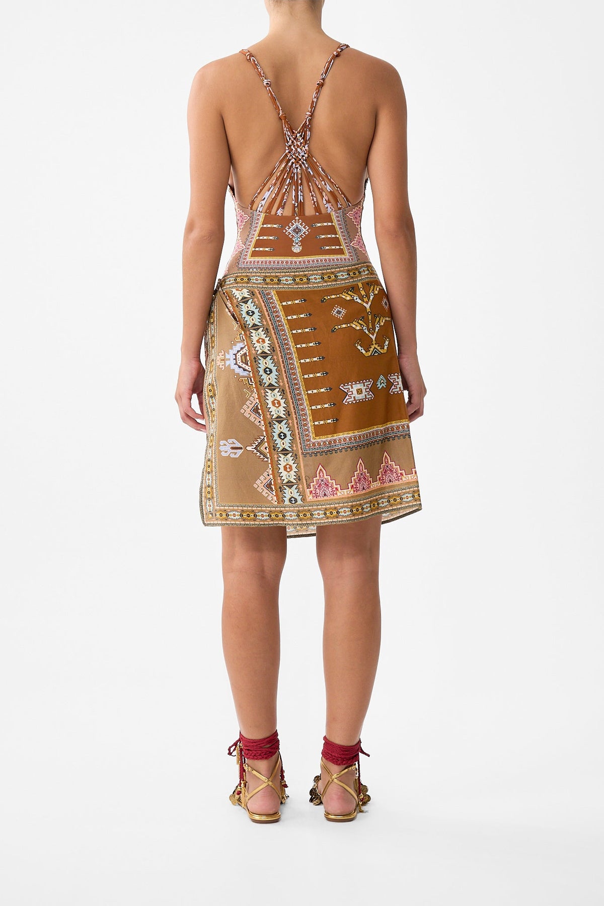 WOVEN SHORT SARONG WITH MACRAME TIE WAIST FABRIC OF TIME