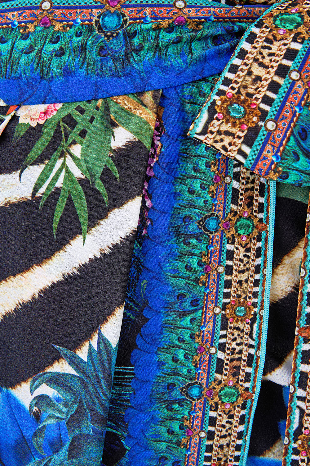 The CAMILLA SCOOP BACK HEM DRESS JUNGLE FLIGHT in our JUNGLE FLIGHT print.