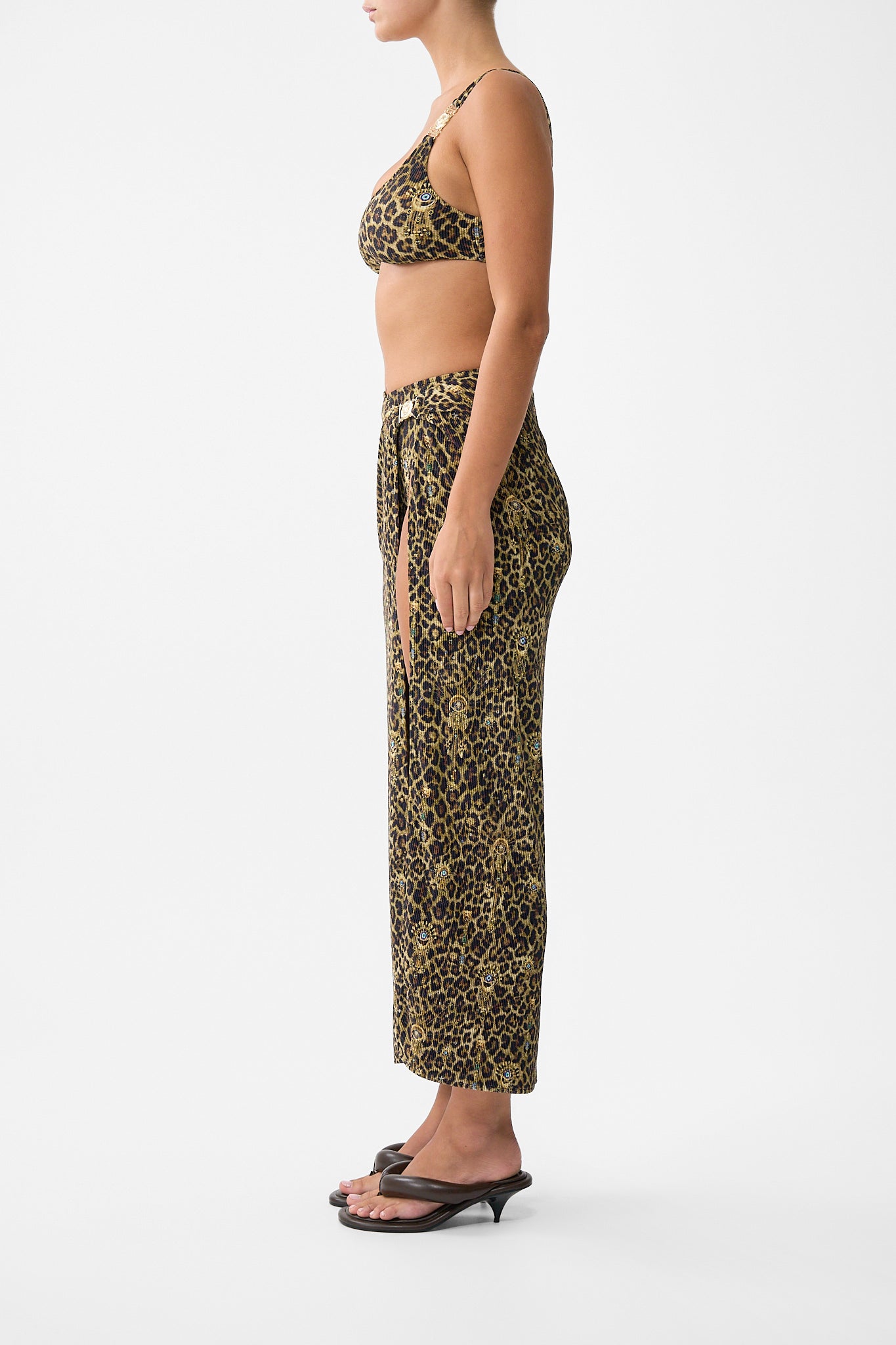 The CAMILLA LACE UP V NECK BLOUSE WITH CASCADE RUFFLES I LEFT MY HEART IN GRANADA in our  print.