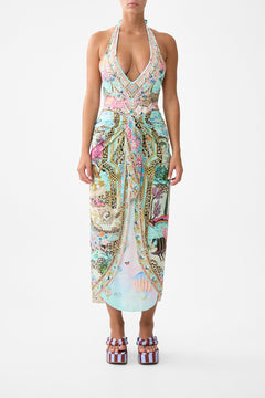 LAYERED MAXI SARONG WITH TIE FRONT MINIATURE MOMENTS