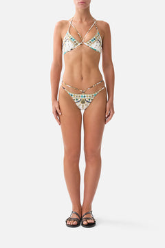 MULTI STRAP HALTER TRI BIKINI TOP WITH TRIM CHAIN GANG