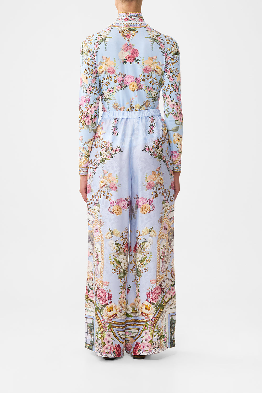 The CAMILLA minimal wide leg pant from our print tiled in time