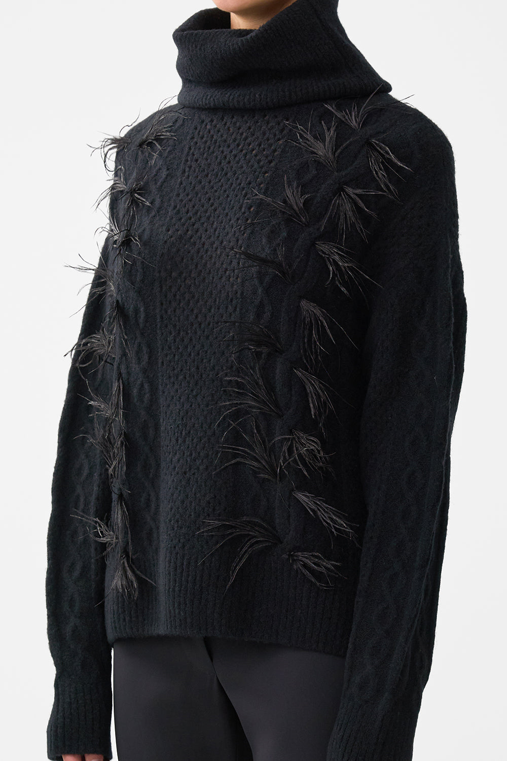 ROLL NECK JUMPER- BLACK OTTOMAN ELEGANCE