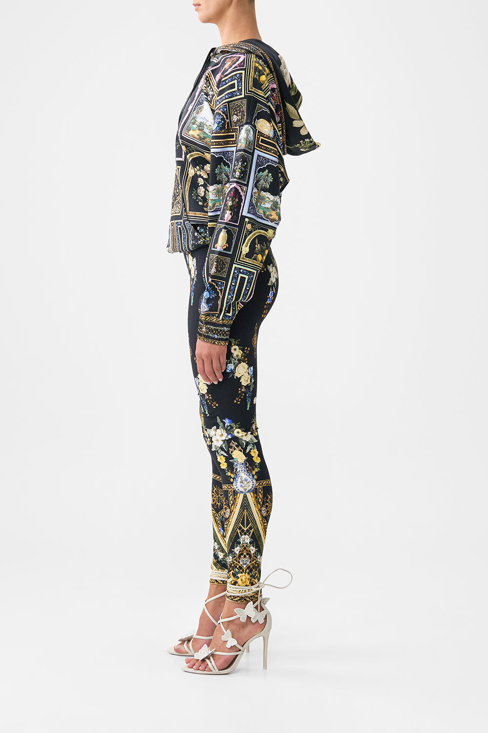 The CAMILLA TIE FRONT PUFF SLEEVE TOP HEIRLOOM EMPIRE in our  print.