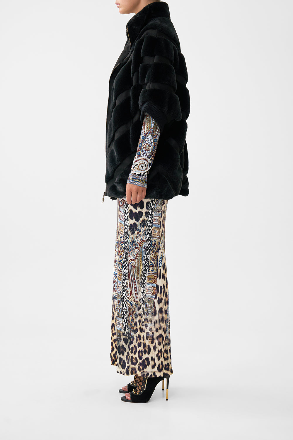 FAUX FUR SHORT SLEEVE SLOUCH JACKET ISTANBUL ANIMALIA