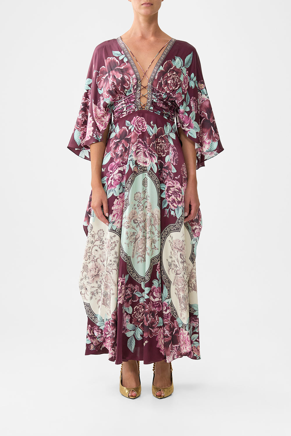 V NECK LACE UP DETAIL LONG DRESS IF THESE TILES COULD TALK