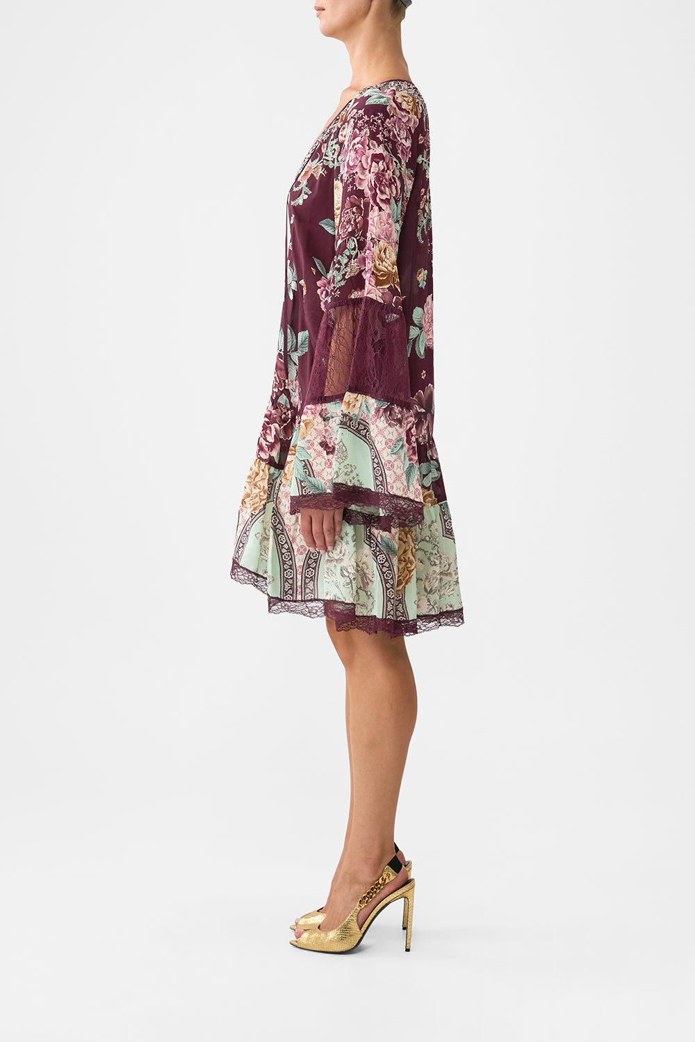 The CAMILLA BIAS CUT TANK DRESS SONG OF THE SOLSTICE in our  print.