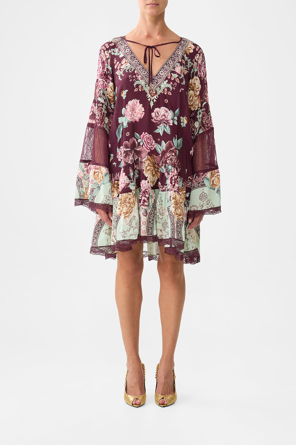 The CAMILLA BIAS CUT TANK DRESS SONG OF THE SOLSTICE in our  print.