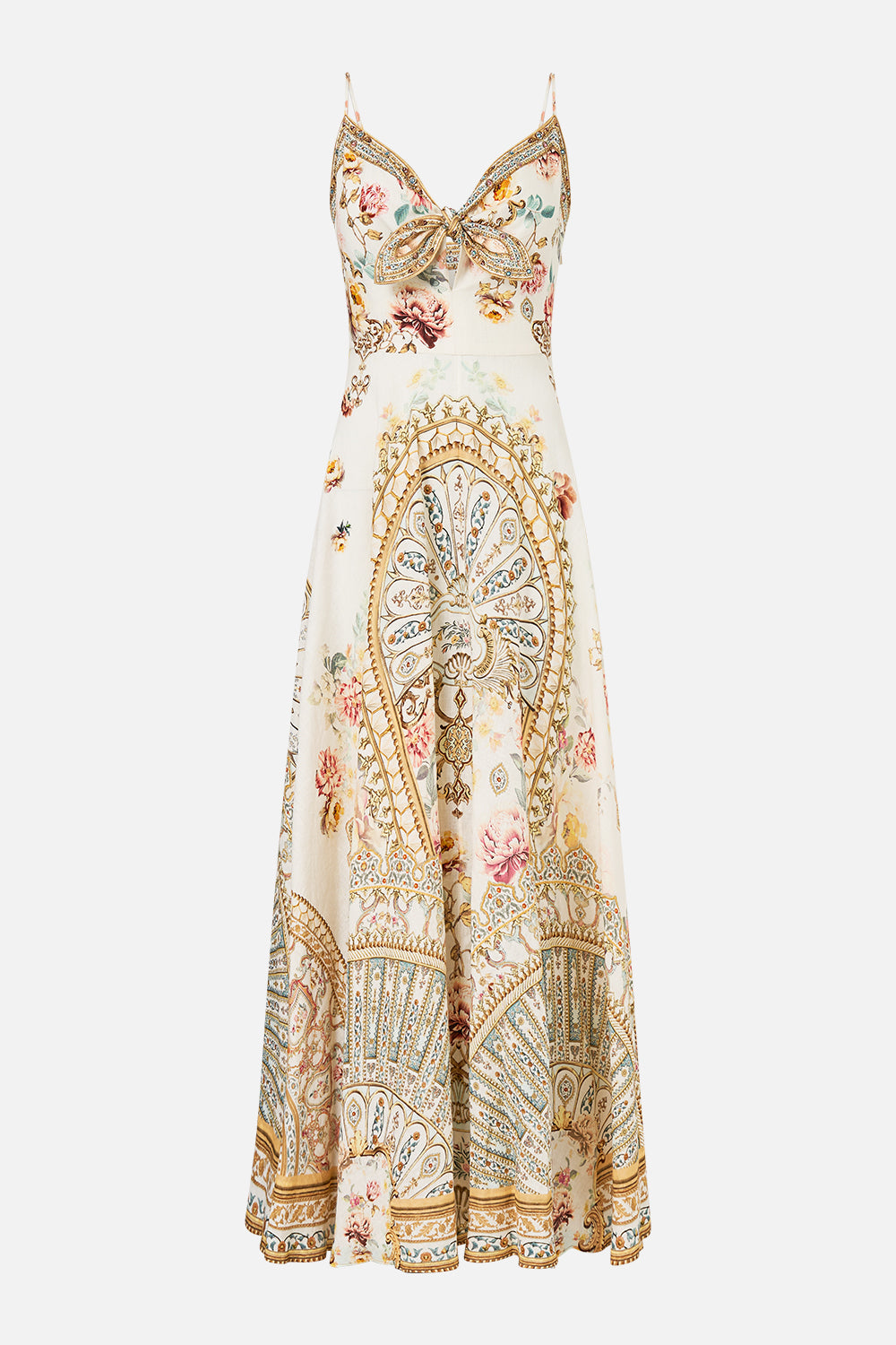 The CAMILLA LONG BUTTON FRONT DRESS DARLING BUDS in our  print.