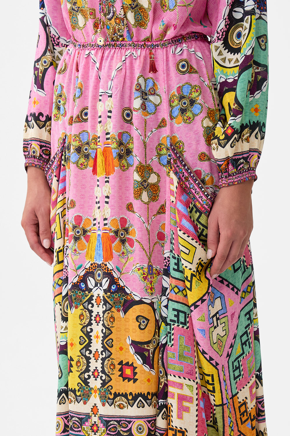 The CAMILLA MID LENGTH BOARDSHORT WITH ELASTIC WAIST ANIMAL ALCHEMY in our  print.