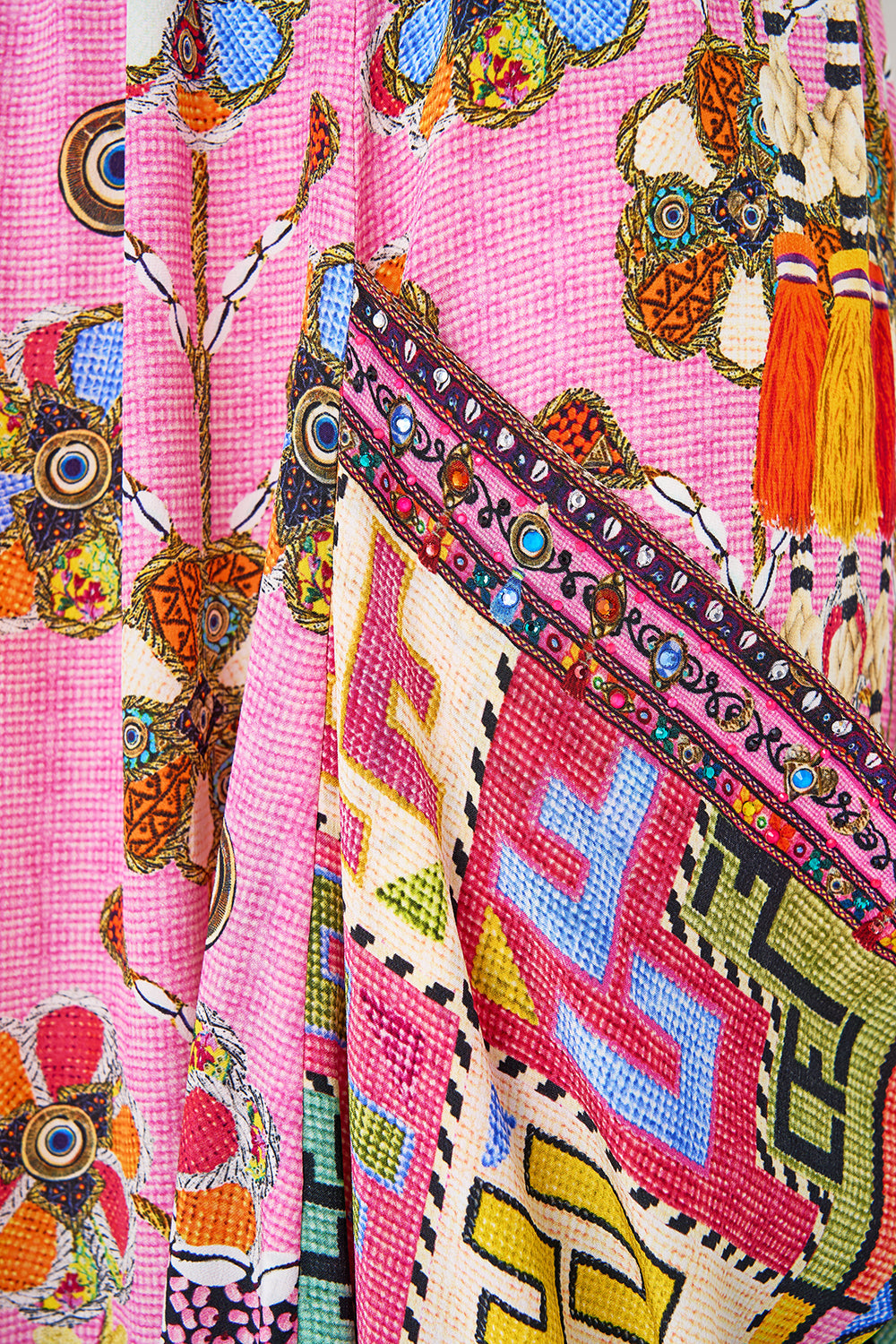 The CAMILLA MID LENGTH BOARDSHORT WITH ELASTIC WAIST ANIMAL ALCHEMY in our  print.