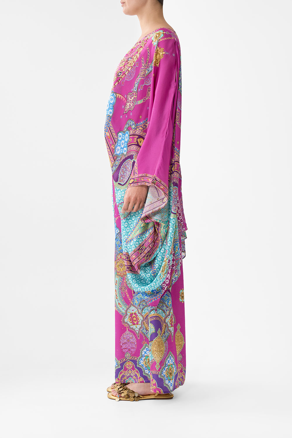 The CAMILLA BUTTON THROUGH COLLARED TOP BAZAAR BLOOMS in our  print.