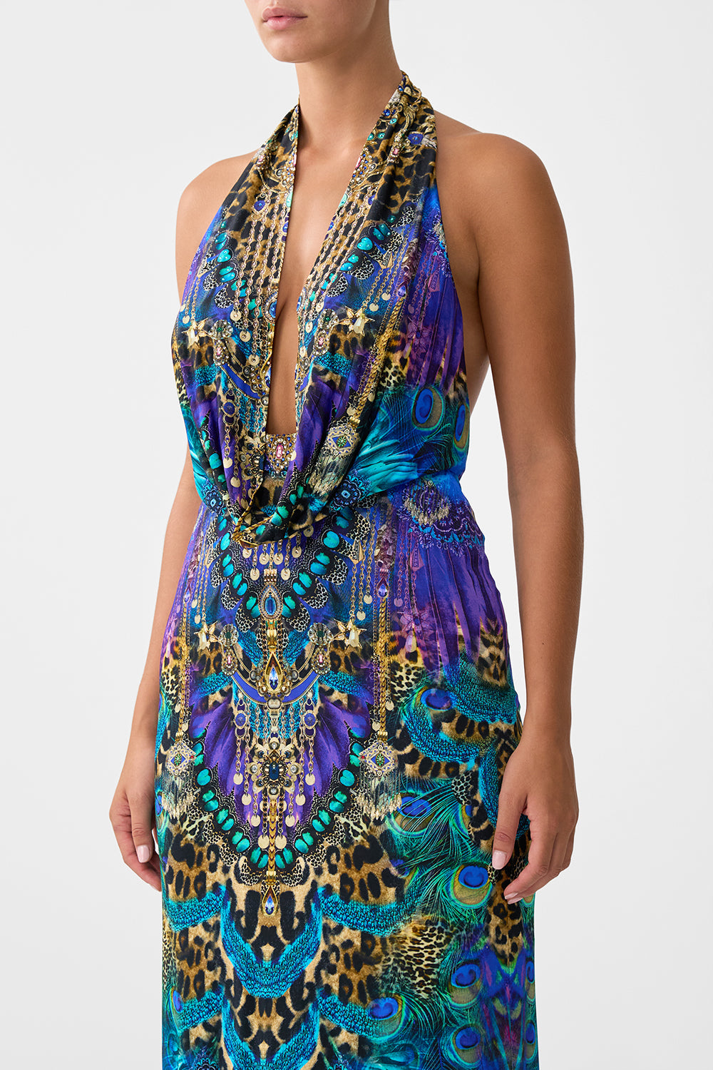 The CAMILLA MULTI WEAR LONG SARONG TOTEMS AND TREASURES in our TOTEMS AND TREASURES print.