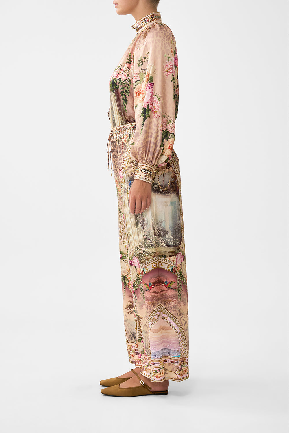 The CAMILLA WIDE LEG TROUSER WITH FRONT POCKETS OTTOMAN OPULENCE in our  print.