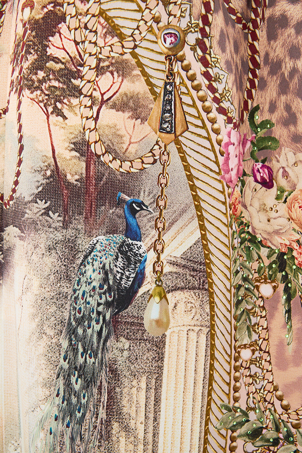 The CAMILLA MID LENGTH BOARDSHORT WITH ELASTIC WAIST AMULETS AND ALCHEMY in our AMULETS AND ALCHEMY print.