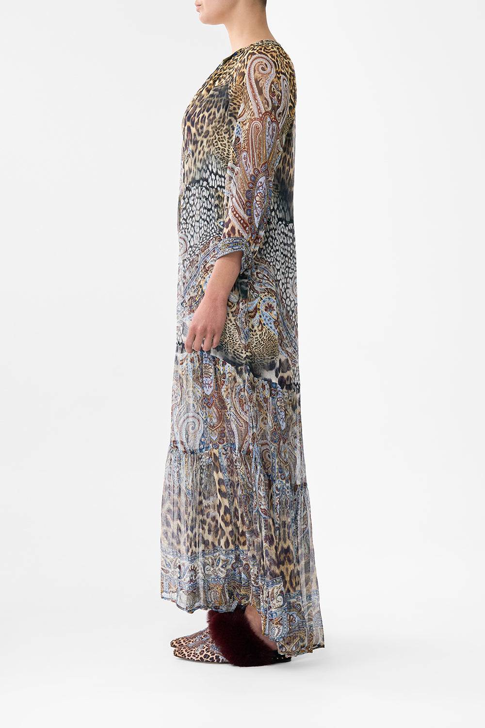 LONG GATHERED PANEL DRESS ISTANBUL ANIMALIA
