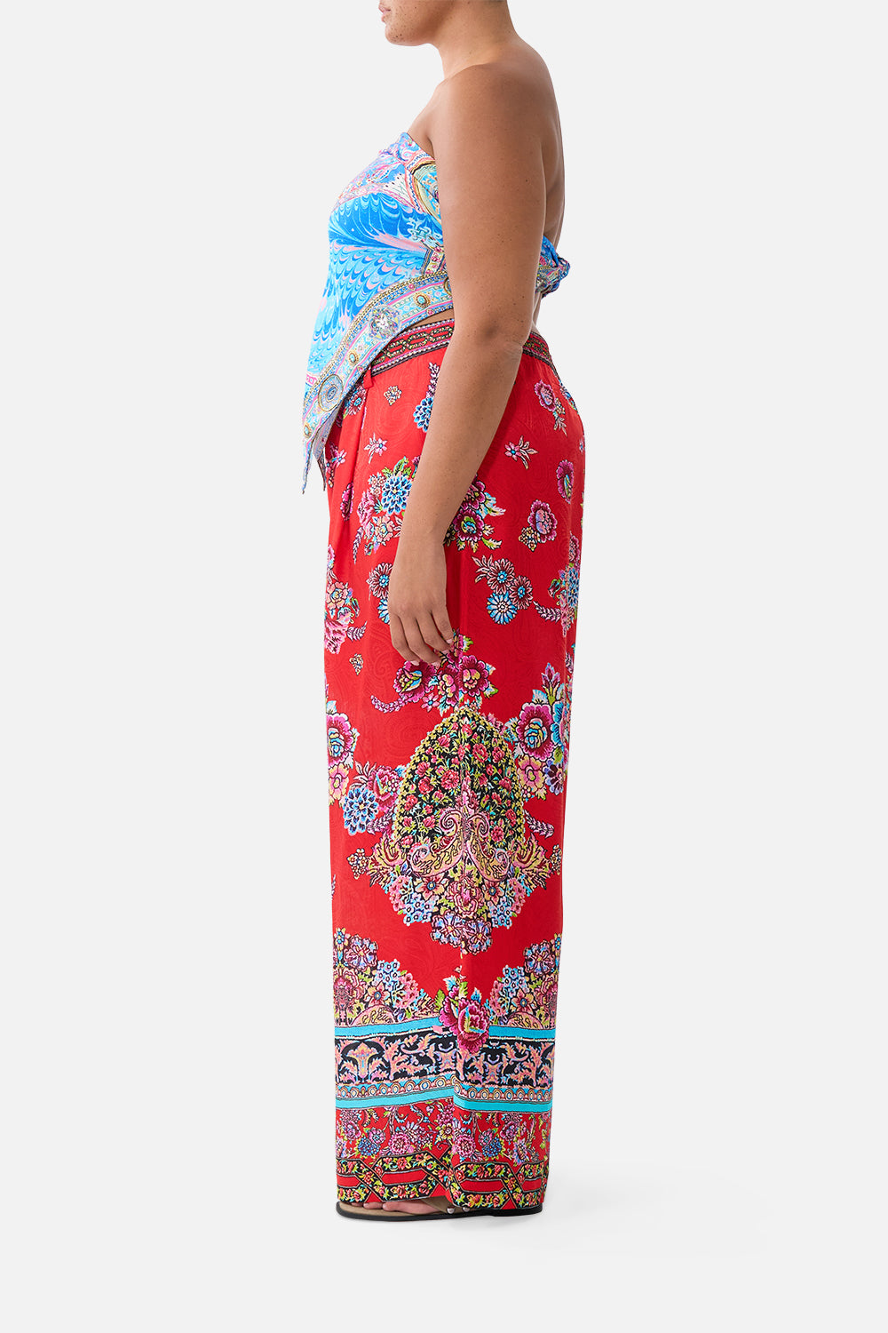 The CAMILLA MID LENGTH BOARDSHORT WITH FIXED WAIST OTTOMAN OPULENCE in our  print.