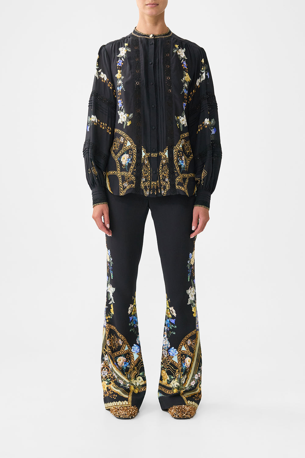 The CAMILLA SILK HEM BAND BOYFRIEND HOODIE OTTOMAN ELEGANCE in our  print.