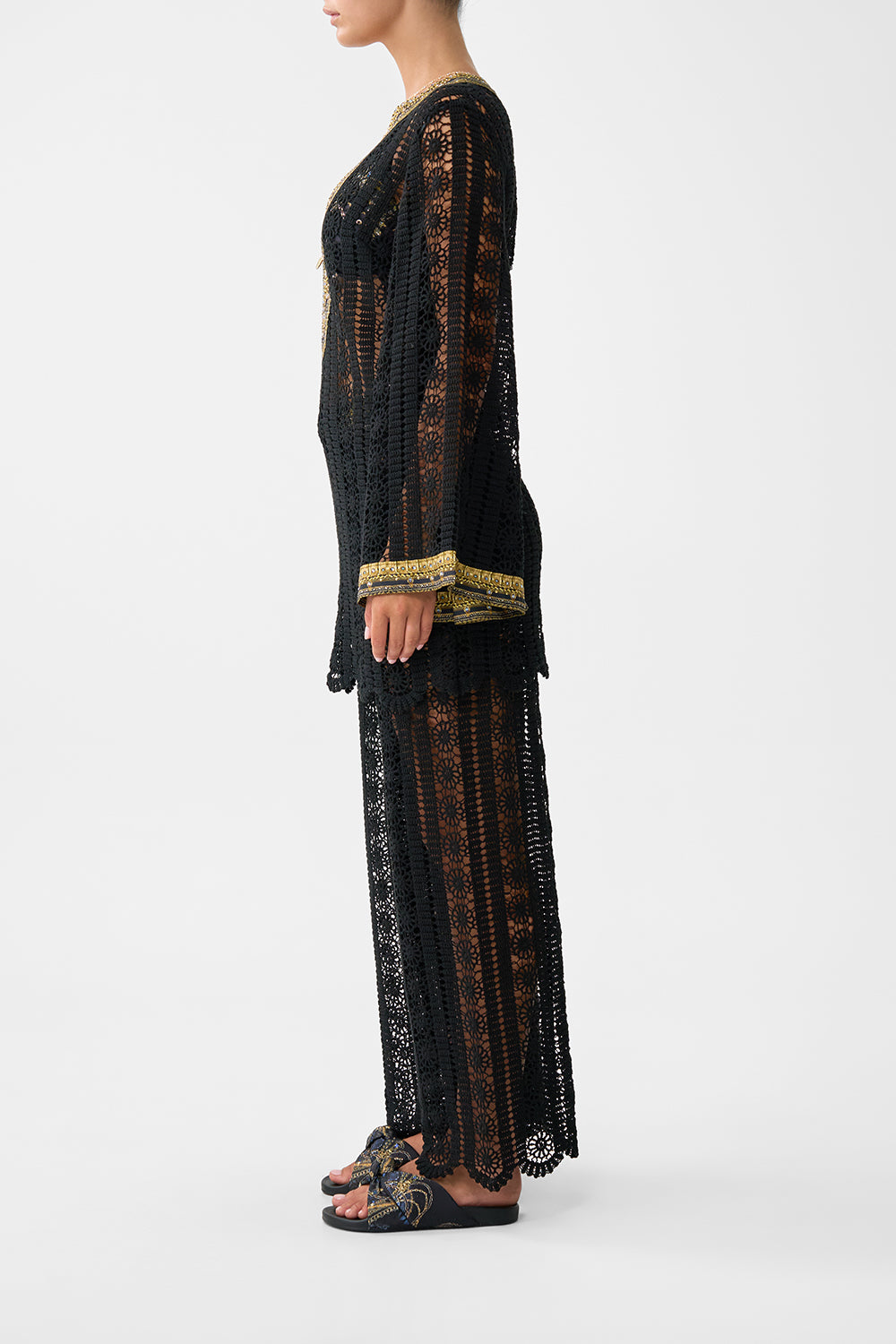 The CAMILLA lace deep v neck hardware short dress from our print song of the solstice