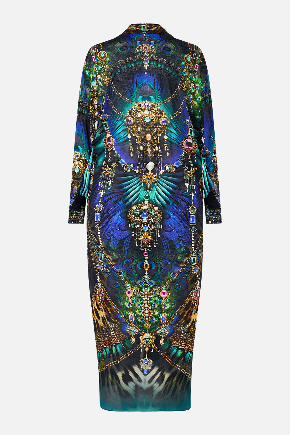 The CAMILLA Long Casual Jacket With Pockets in our Dominican Decadence print.