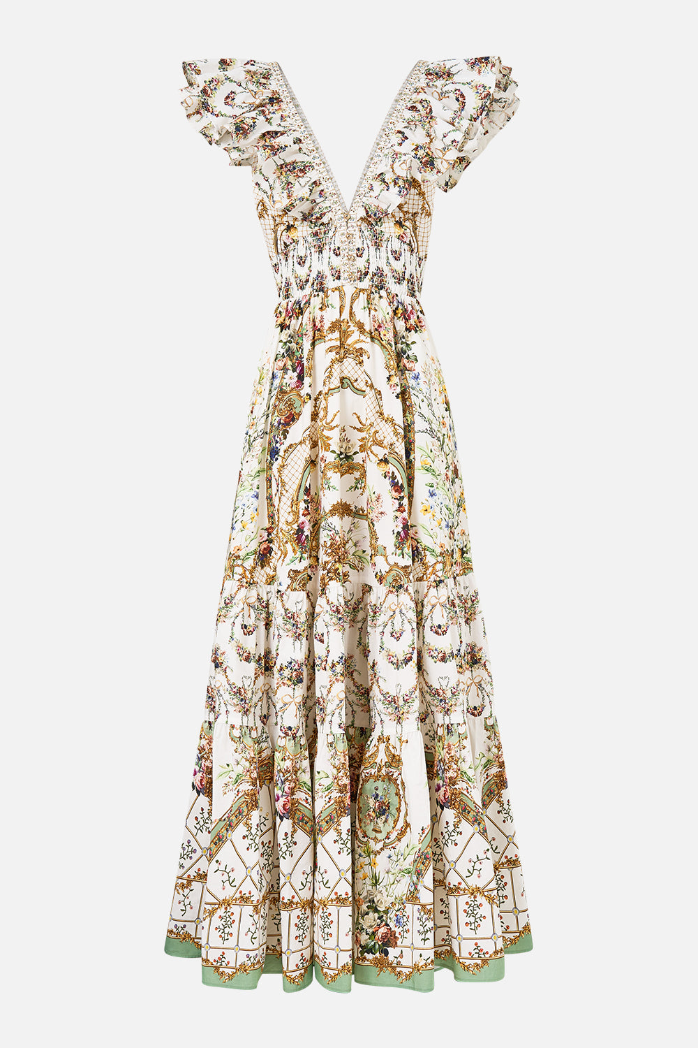 The CAMILLA TIE WAIST LONG SLEEVE DRESS OTTOMAN ELEGANCE in our OTTOMAN ELEGANCE print.