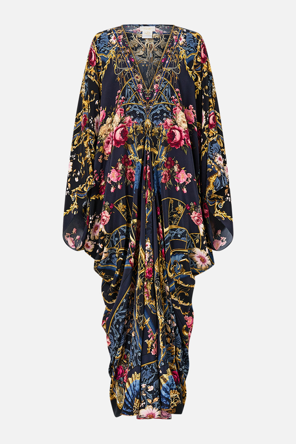 The CAMILLA T Shape Long Kaftan in our Ornate On A Plate print.
