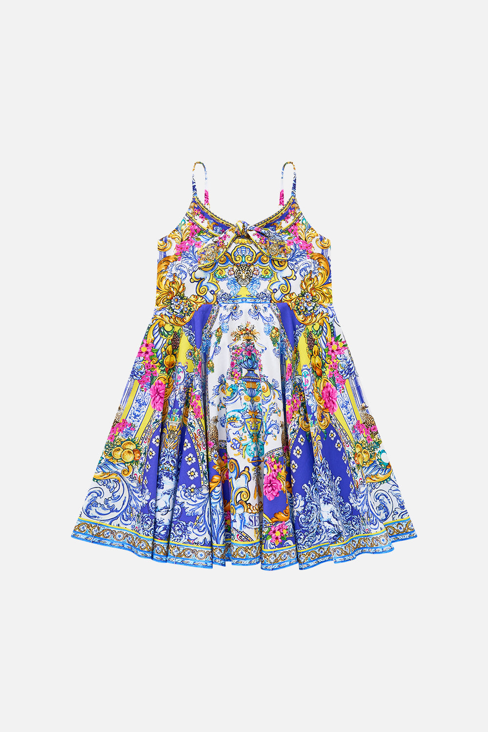 KIDS STRAPPY MINI DRESS WITH TIE FRONT ESPAÑA NIRVANA