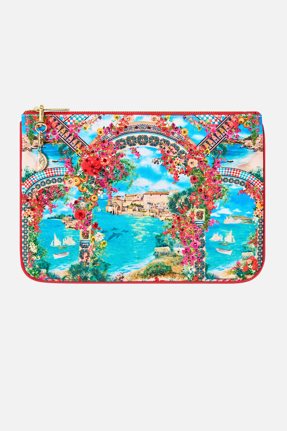 The CAMILLA BAGGY LONG WALK SHORT WITH ELASTIC WAIST A TILED WONDERLAND in our  print.