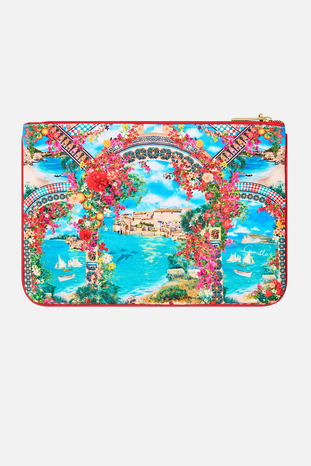The CAMILLA BAGGY LONG WALK SHORT WITH ELASTIC WAIST A TILED WONDERLAND in our  print.