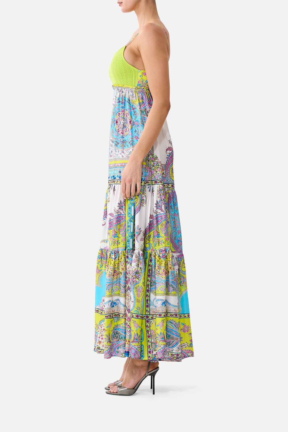 LONG DRESS WITH KNIT FRONT BODICE MAGIC CARPET RIDE