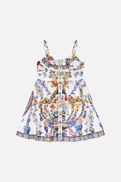 KIDS STRAPPY BUTTON THROUGH MINI DRESS WITH BOW THE POTTERY PARLOUR