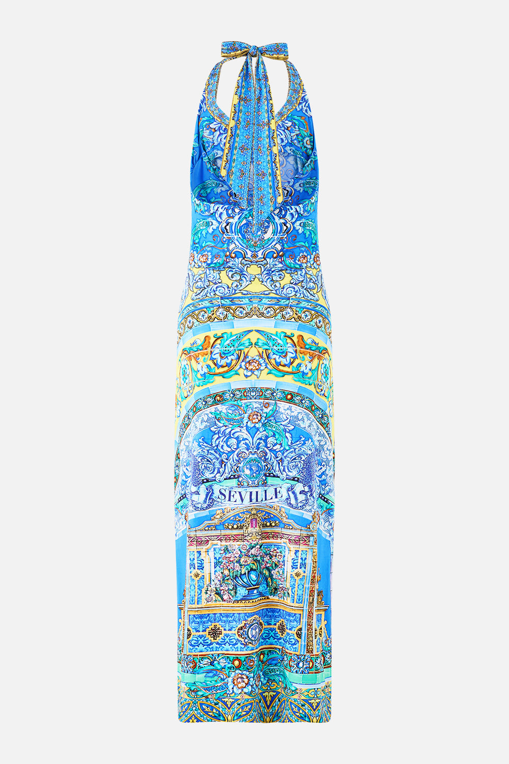 The CAMILLA RELAXED BLOUSE WITH FRILL SLEEVE DETAIL - WHITE A TILED WONDERLAND in our  print.