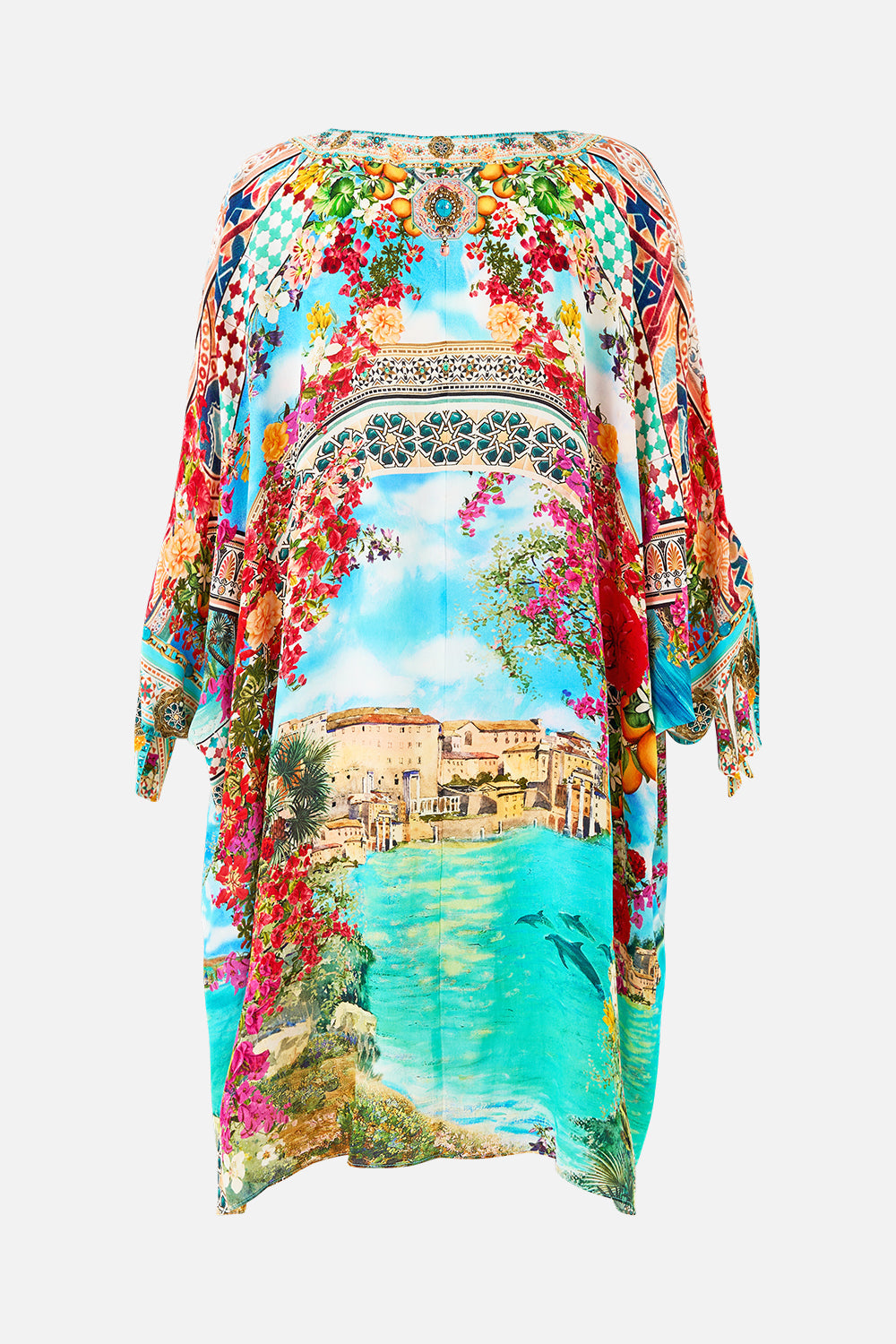 TIE SLEEVE SHORT V NECK KAFTAN MEET ME IN MALLORCA