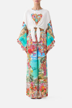 TIE FRONT RUFFLE SLEEVE T-SHIRT MEET ME IN MALLORCA