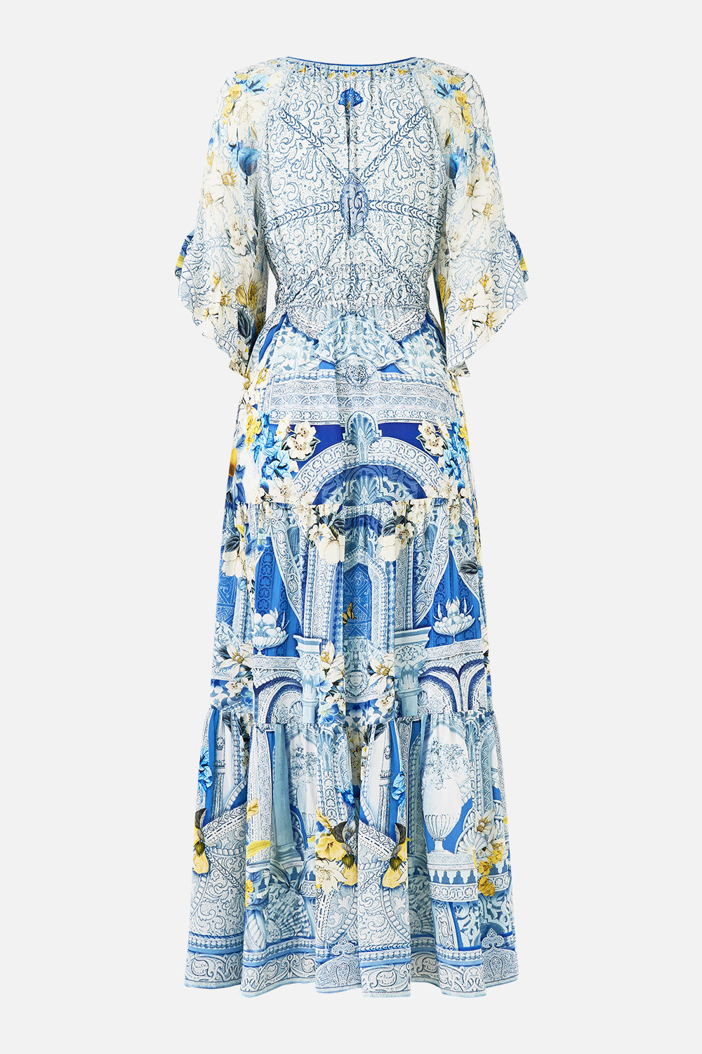 RUFFLE SLEEVE LONG DRESS DE NADA GRANADA