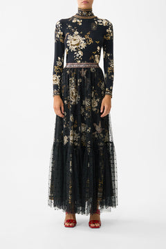 WAISTBAND RUFFLE HEM SKIRT FLAMENCO FOLKLORE