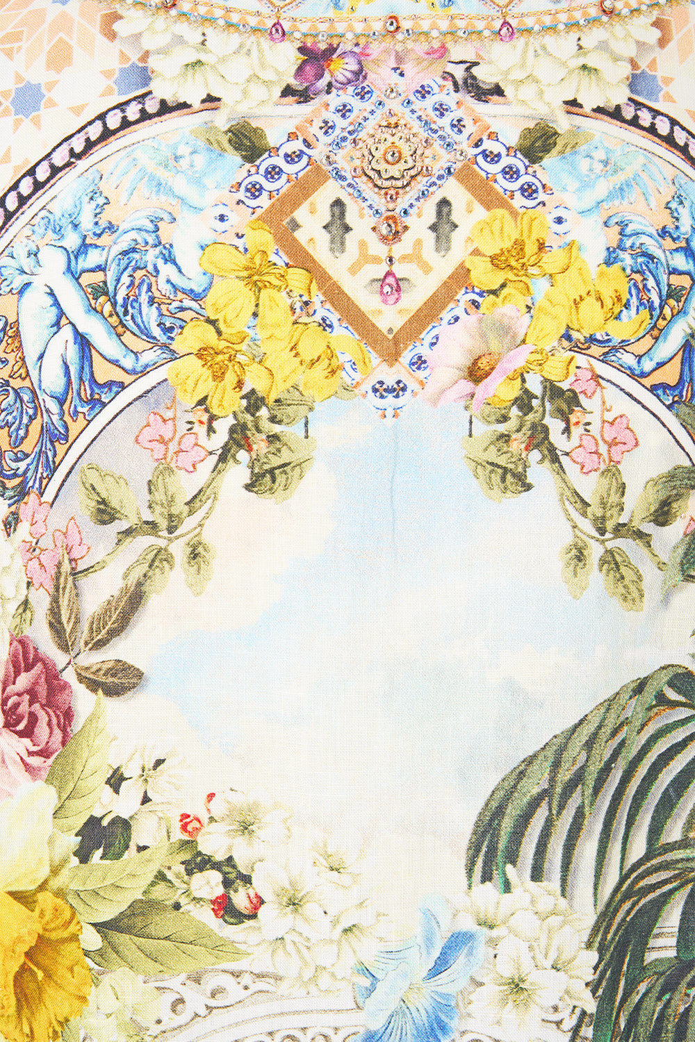 The CAMILLA JERSEY TURTLENECK ARANJUEZ ANIMALIA in our  print.