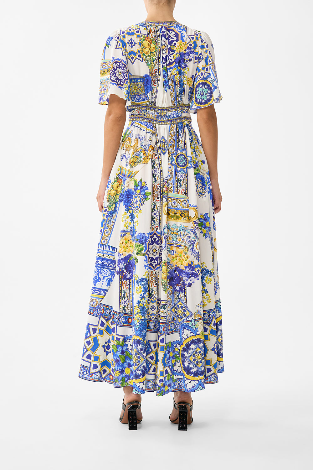 The CAMILLA CORSET DRESS WITH SHORT FLARED SKIRT I LEFT MY HEART IN GRANADA in our  print.