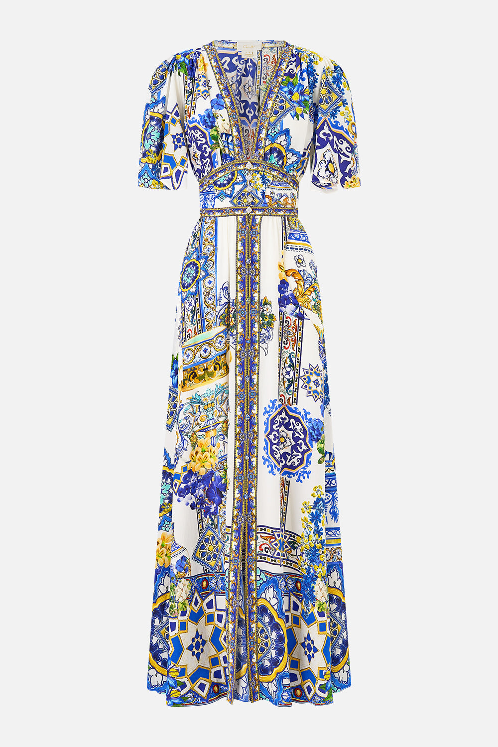 The CAMILLA CORSET DRESS WITH SHORT FLARED SKIRT I LEFT MY HEART IN GRANADA in our  print.