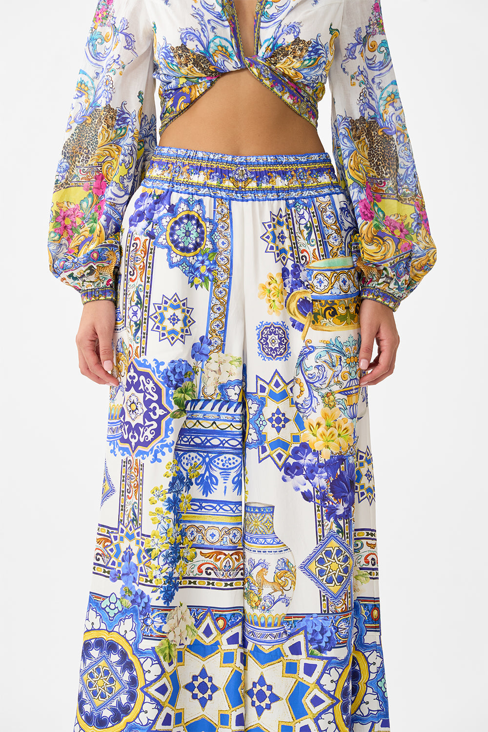 The CAMILLA SQUARE NECK BEACH MAXI DRESS WITH LOW BACK BALEARIC BEBÉ in our  print.