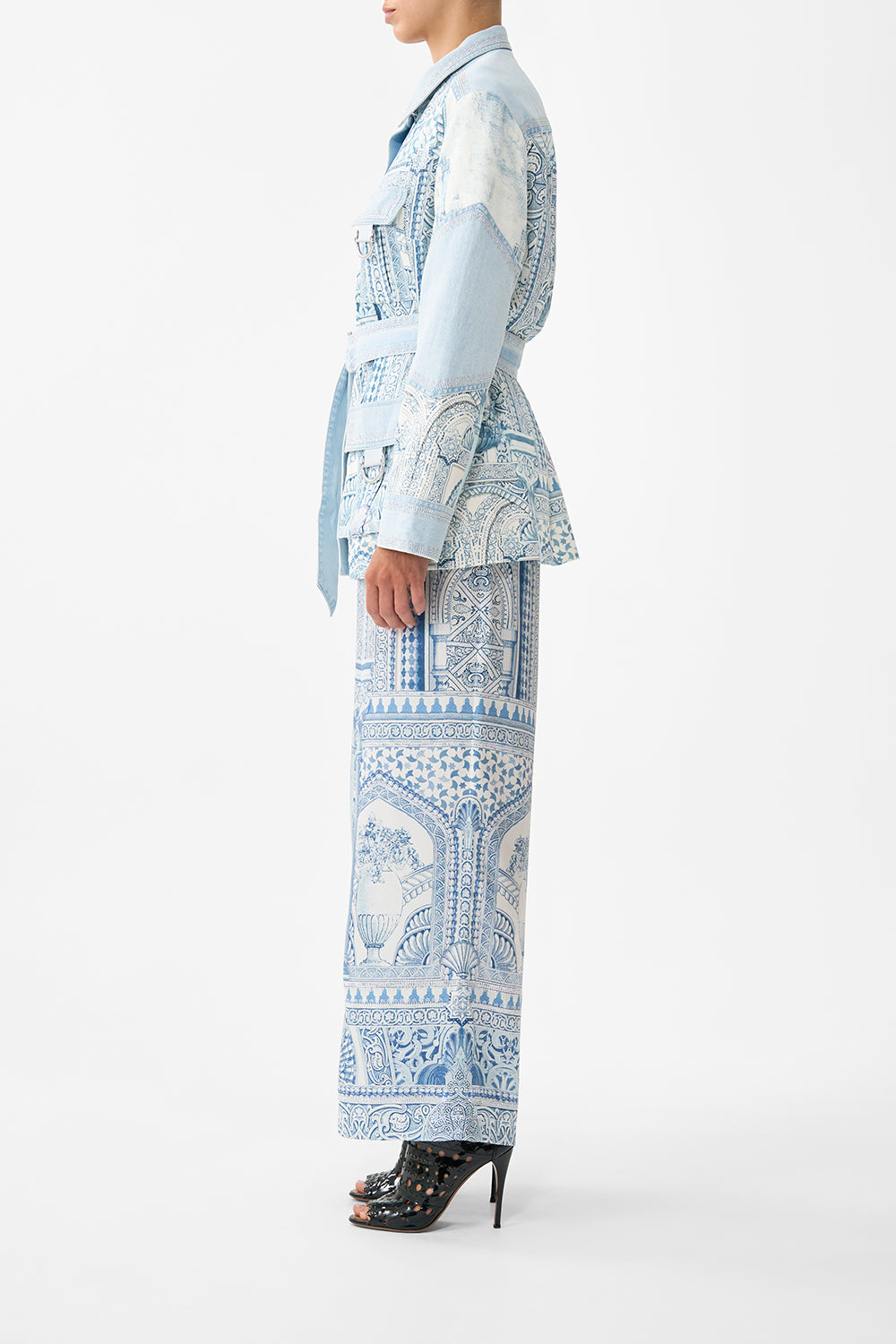 The CAMILLA SHIRT WITH GATHERED CUFF A TILED WONDERLAND in our  print.