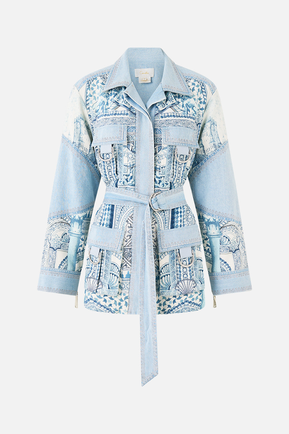The CAMILLA SHIRT WITH GATHERED CUFF A TILED WONDERLAND in our  print.