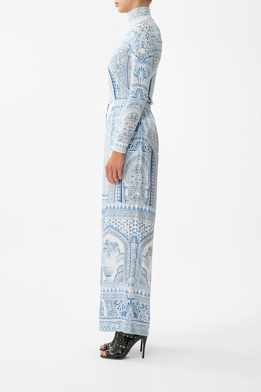 The CAMILLA BIAS SLIP DRESS WITH FRILL HEM A TILED WONDERLAND in our  print.