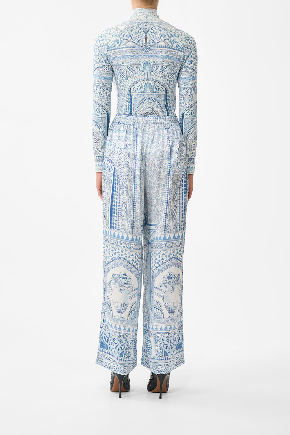 The CAMILLA BIAS SLIP DRESS WITH FRILL HEM A TILED WONDERLAND in our  print.