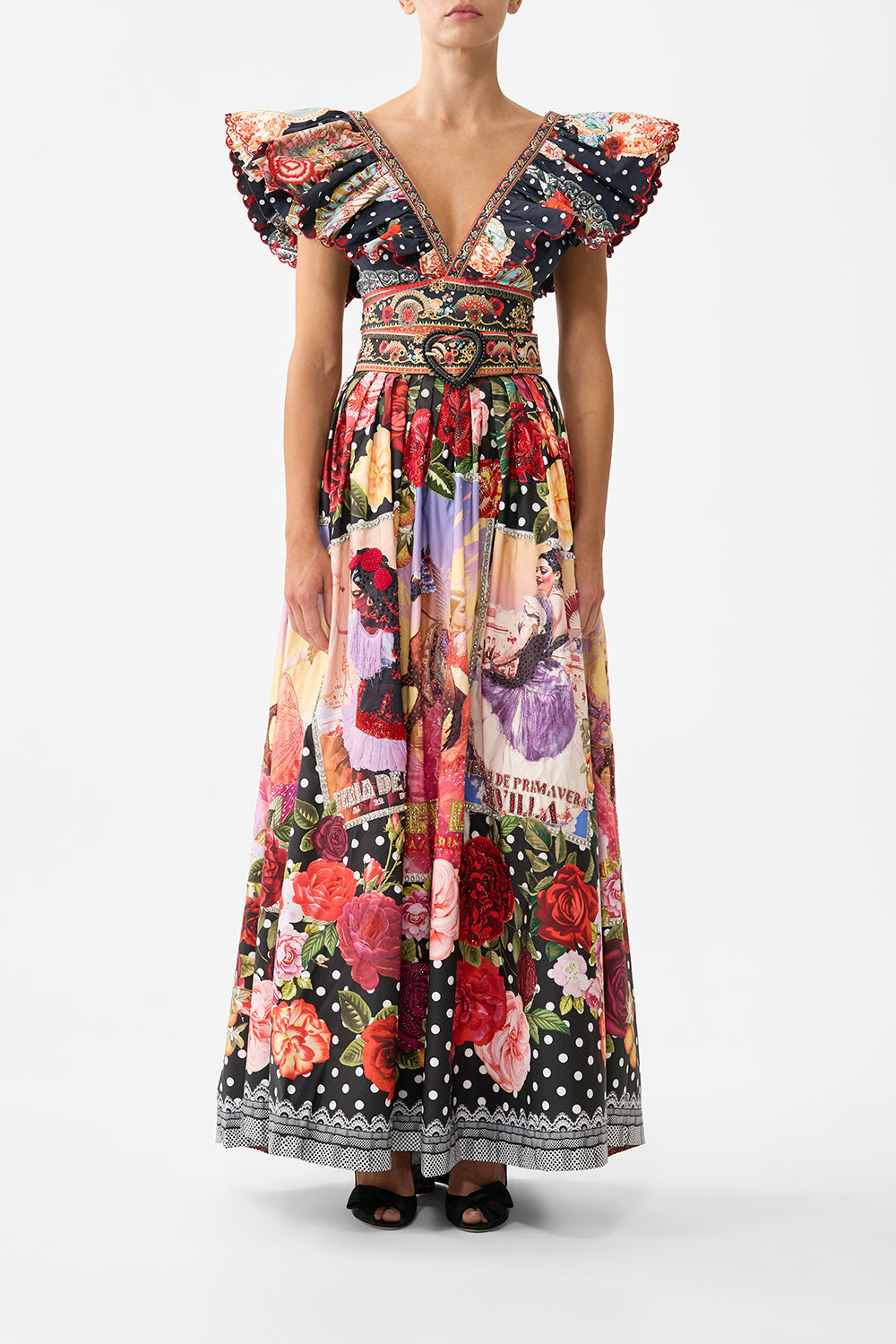 The CAMILLA JERSEY TANK DRESS WITH CONTRAST SKIRT LIVIN LA VIDA ROSA in our  print.